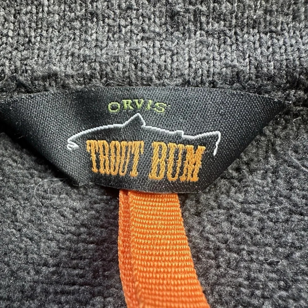 ORVIS Men's Trout Bum Polyester Fleece Full Zip Knit Jacket Gray Size XXL‎